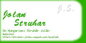 jolan struhar business card